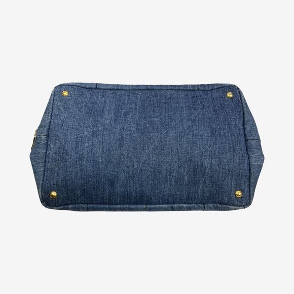 Prada Canapa Denim Logo Tote Bag Blue XL Large Top Handle Milano Italy - Picture 11 of 16